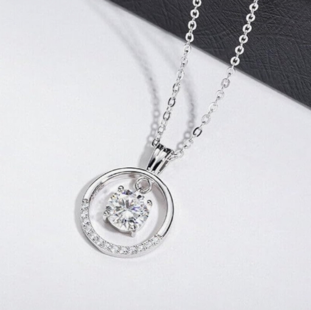 Silver Hanging Stone Necklace